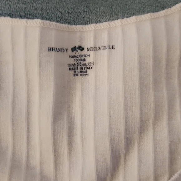 Brandy Melville White Ribbed Long Sleeve Crop Top S - Picture 2 of 3